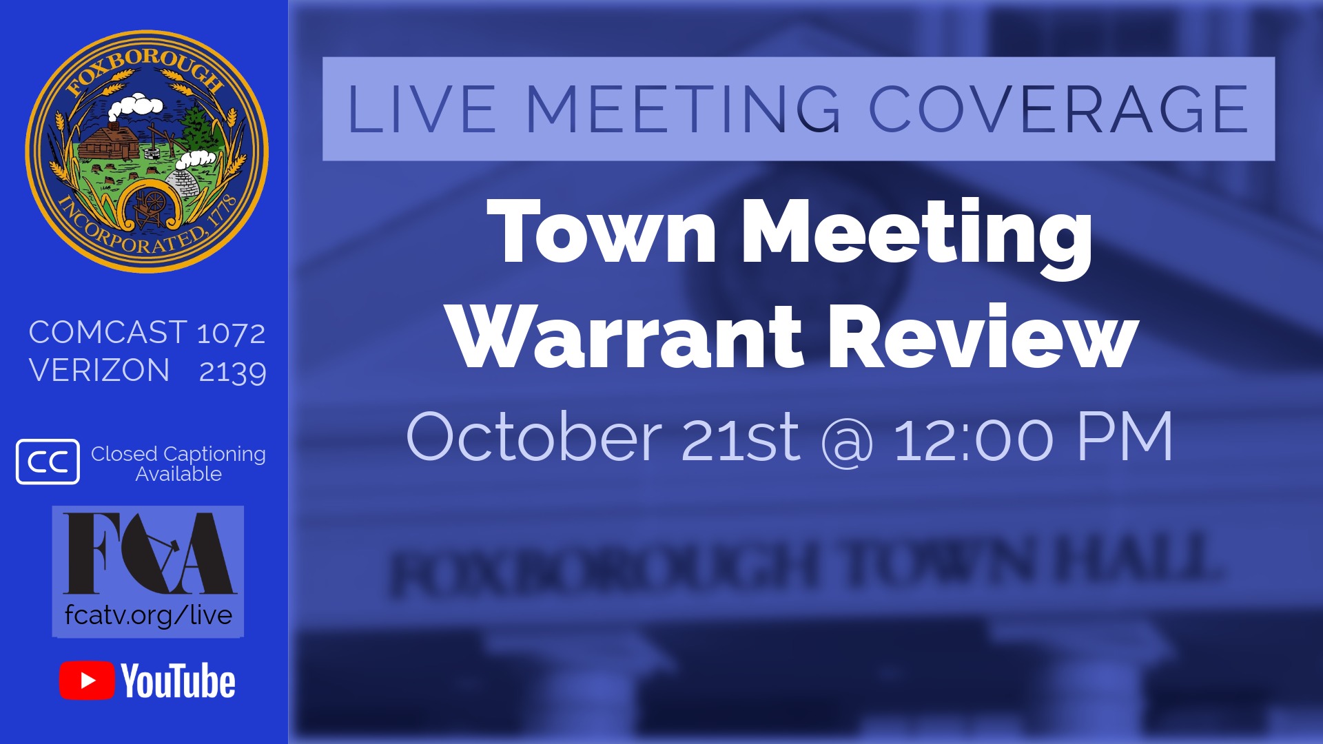 Special Town Meeting Warrant Review 10/21/2025